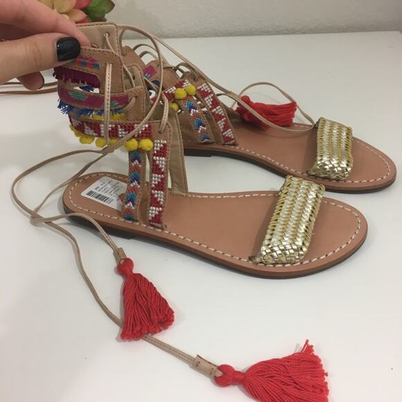 NWT Schutz strappy Lannister embroidered sandals